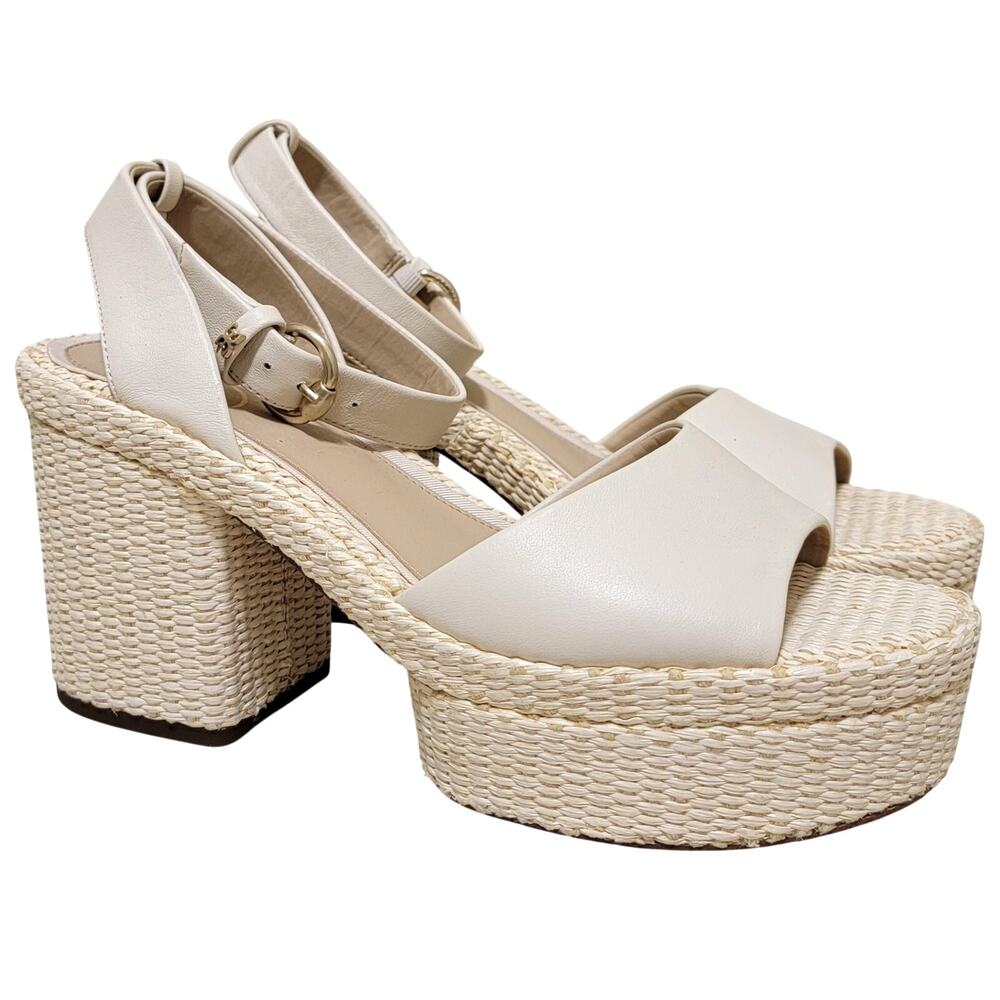 Sam Edelman Immie Ankle Strap Espadrille Platform Sandals Size US 9.5M Off White